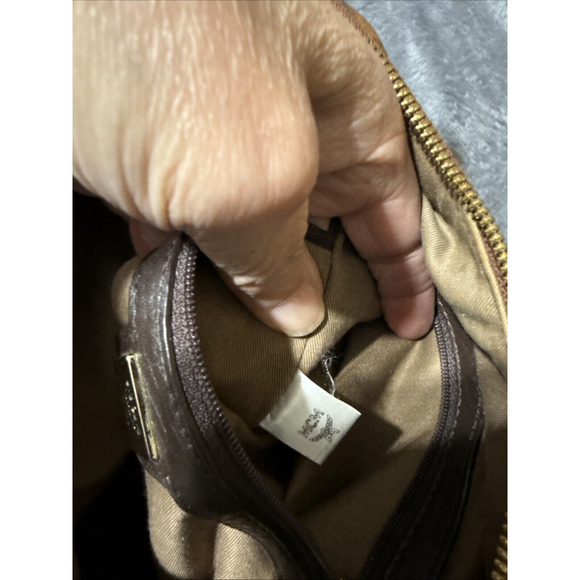 MCM Leather Brown Monogram Shoulder Hobo Handbag - Picture 12 of 16